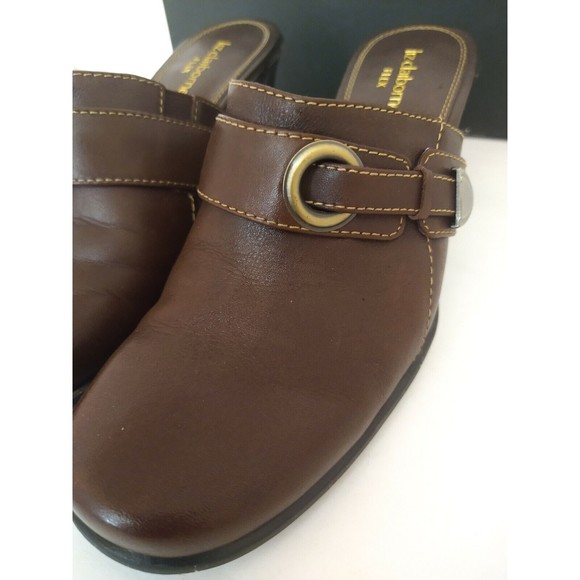 Liz Claiborne Flex Leather Slip On Mule Clog Dark Brown With Stitching NIB SZ 7 - Picture 5 of 8